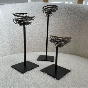 Set of 3 Tiered Wire Spun Candle Holders Votive Tea Light Size